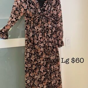 Floral Black and Pink Maxi Dress